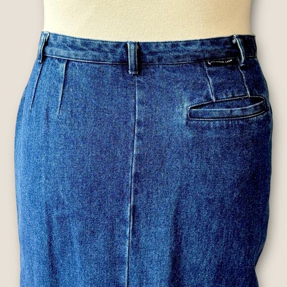 Mountain Lake Vintage 80s Denim Straight Pencil Blue Jean Maxi Skirt Size XL/16 - Picture 8 of 13